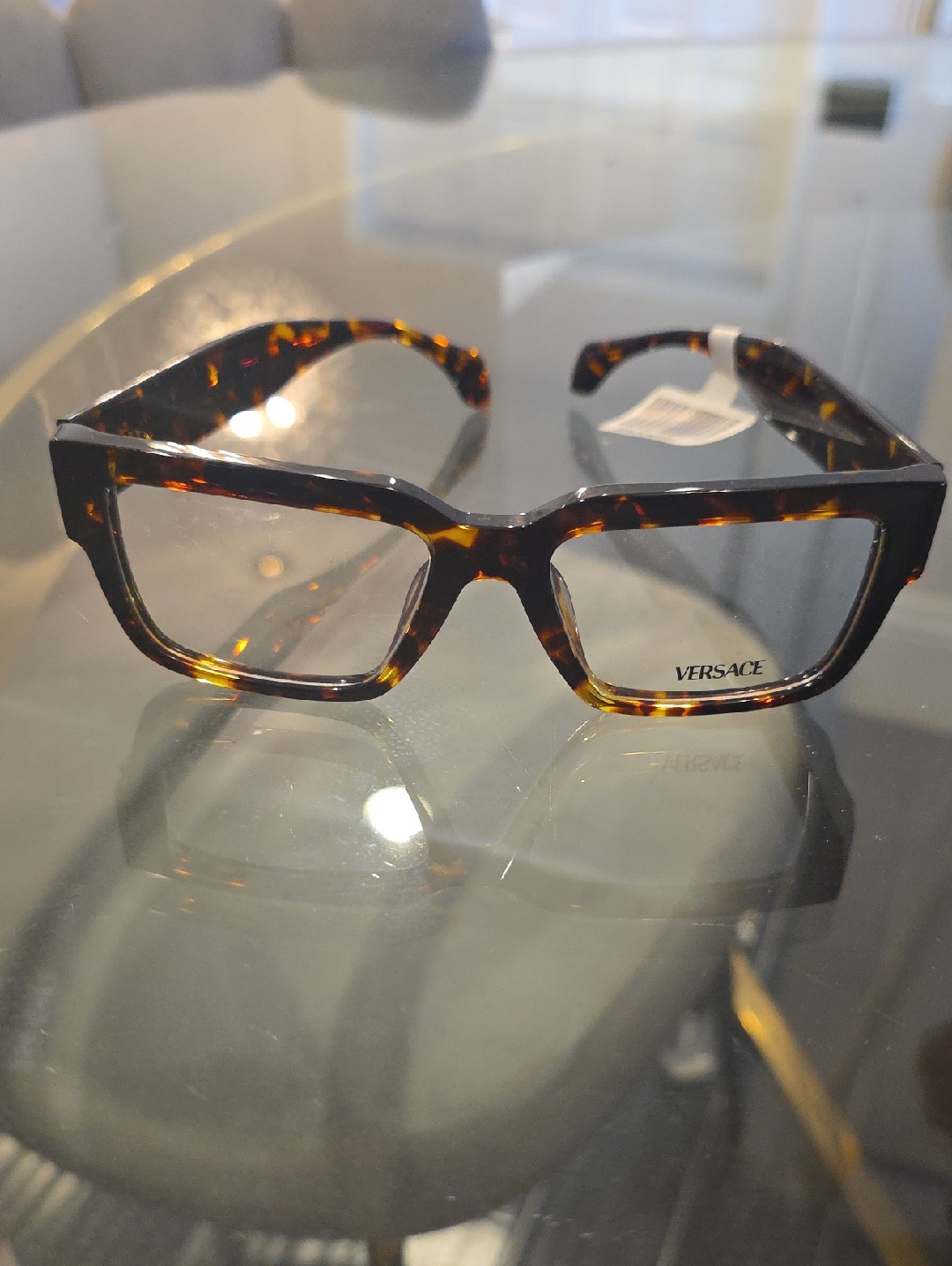 Versace Unisex Tortoiseshell Square Optical Glasses - Brown & Amber
